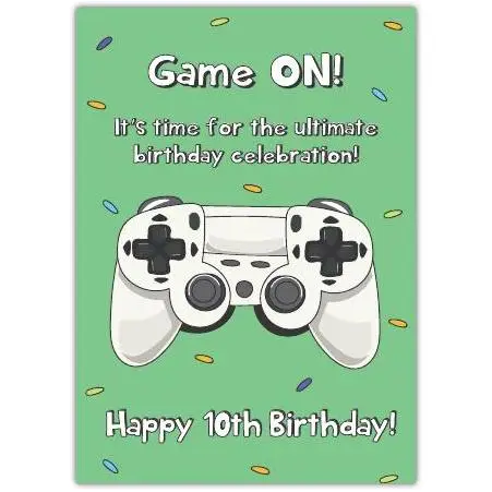 10th Birthday Card with Game Controller Design for Boys Ultimate Celebration
