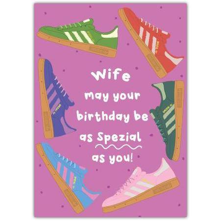 Wife Birthday Card Colourful Trainers Design Personalised Celebration Card
