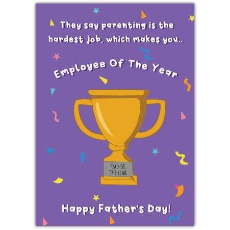 Father's Day Card Employee of the Year Trophy Humorous Parenting Appreciation Design