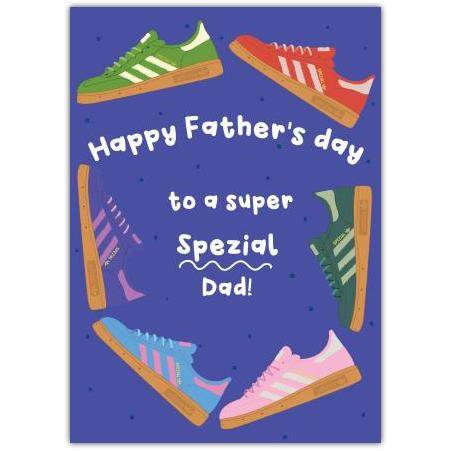 Happy Fathers Day Card Featuring Colourful Trainers for a Super Spezial Dad