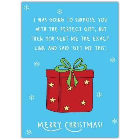 Funny Christmas Card Perfect Gift Request Humorous Holiday Greeting Card