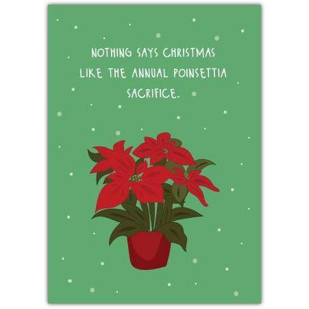 Funny Christmas Card with Poinsettia Plant Humour for Seasonal Greetings