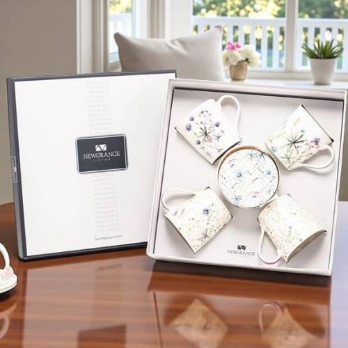 Floral Mug & Coaster Set 4