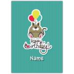 Personalised Cat with Balloons Happy Birthday Card for All Ages