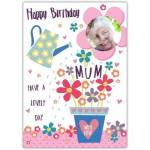 Personalised Happy Birthday Mum Flower Pot Card with Photo and Love Message