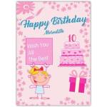 Personalised 10th Birthday Card for Girls Pink Cake and Present Design