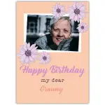 Personalised Happy Birthday Card for Granny with Purple Flowers and Photo Upload