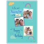Personalised Happy Birthday Card for Dad with Rainbows Clouds and Photo Collage Design