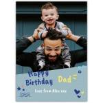 Personalised Happy Birthday Dad Photo Upload Grey Background Card