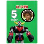 Personalised Boys 5th Birthday Card with Robot Transformer and Photo Option