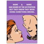 Personalised Funny Retro Pop Art Valentines Day Card with Humorous Rude Cartoon Design