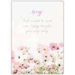 Thinking of You Pink Wildflowers Personalised Greeting Card for Happy Thoughts
