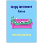 Happy Retirement Personalised Caterpillar Feet Up Relaxation Card