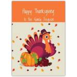 Personalised Happy Thanksgiving Turkey and Pumpkin Family Greeting Card