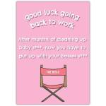 Good Luck Going Back to Work End of Maternity Leave Humorous Card
