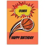 Personalised Boys Basketball Themed Happy Birthday Card with Name Option