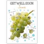Personalised Get Well Soon Card with Smiling Grape Characters on White Background