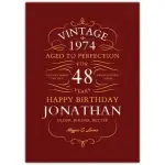 Personalised Vintage 1974 Birthday Card Aged 48 Years Custom Name Message