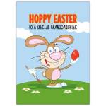 Hoppy Easter Greeting Card for Special Granddaughter with Bunny and Painted Egg Design