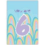 6th Birthday With Rainbows Card