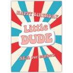 Happy Birthday Little Dude Nephew Retro Style Kids Birthday Card