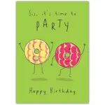 Happy Birthday Sister Fun Party Donut Illustrated Greeting Card