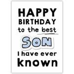 Happy Birthday to the Best Son Card with Bold Typography Design