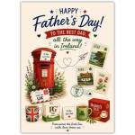 Father's Day Card Best Dad Across UK and Ireland with Tea and Postbox Design