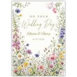 Personalised Irish Wildflowers Wedding Day Card with Custom Names and Date