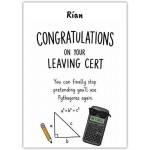 Personalised Congratulations Leaving Cert Card with Humorous Maths Design
