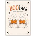 Funny Halloween Boo-bies Ghosts Greeting Card with Pumpkins
