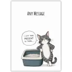Personalised Funny Cat Card with Humorous Litter Box Design for Any Occasion