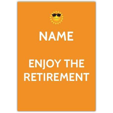 Personalised Sunshine Retirement Card Enjoy Your Special Day with Custom Name