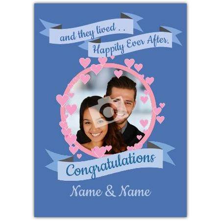 Personalised Happily Ever After Wedding Card with Photo and Congratulations Message