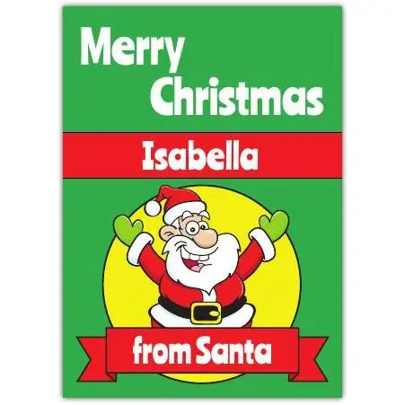 Personalised Merry Christmas Card from Santa with Custom Name for Kids