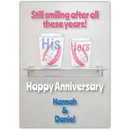 Personalised Anniversary Card Still Smiling After All These Years His and Hers Teeth Design