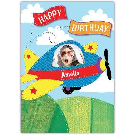 Personalised Happy Birthday Plane Card with Photo Upload for Kids and Adults