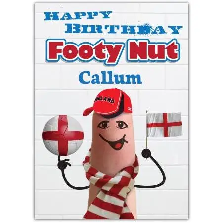 Personalised England Football Fan Happy Birthday Card for Footy Nut Fans
