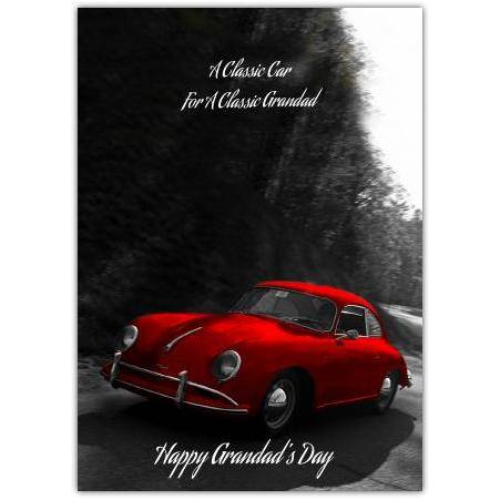 Classic Red Car Happy Grandads Day Greeting Card for Grandfather Celebration