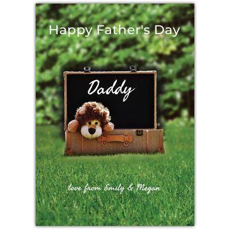 Personalised Cute Lion Teddy Father's Day Card for Daddy with Custom Message