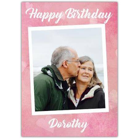 Personalised Pink Photo Upload Birthday Card for Her with Custom Name