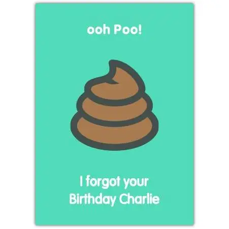 Belated Birthday Humorous Poo Cartoon Personalised Birthday Card