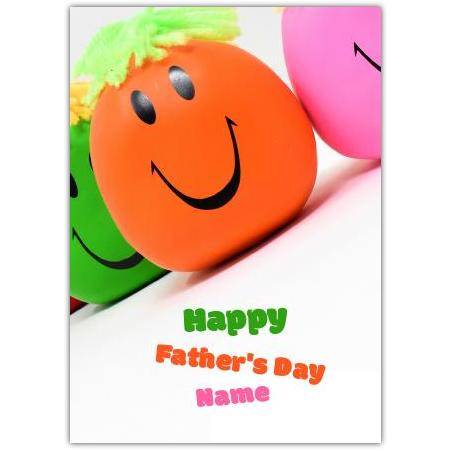 Happy Fathers Day Card with Personalised Smiley Orange Balloon Face Design