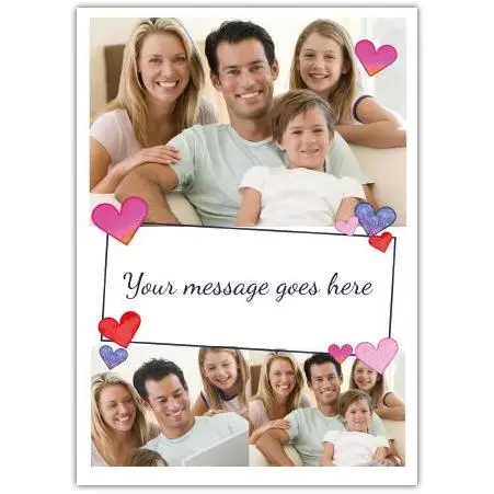 Personalised Photo Gallery Greeting Card with Colourful Hearts for Any Occasion