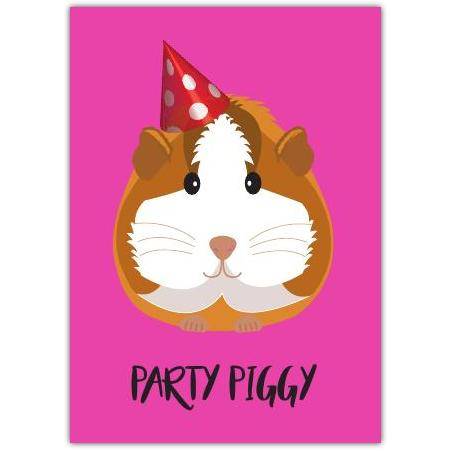 Happy Birthday Party Guinea Pig Card with Cute Party Hat Design
