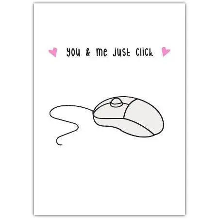 You and Me Just Click Valentines Day Love Technology Greeting Card