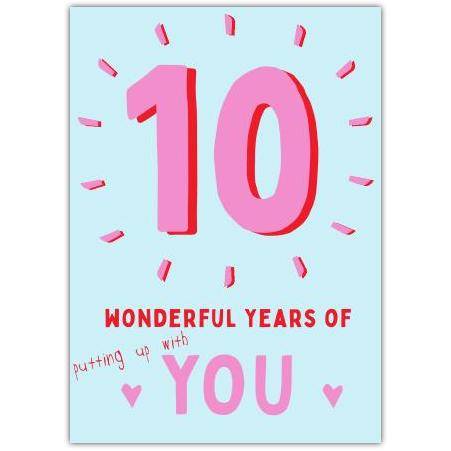 10 Years Anniversary Card Wonderful Years With You Romantic Celebration