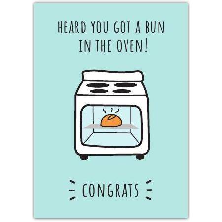 Congrats Pregnancy Announcement Bun In The Oven New Baby Greeting Card