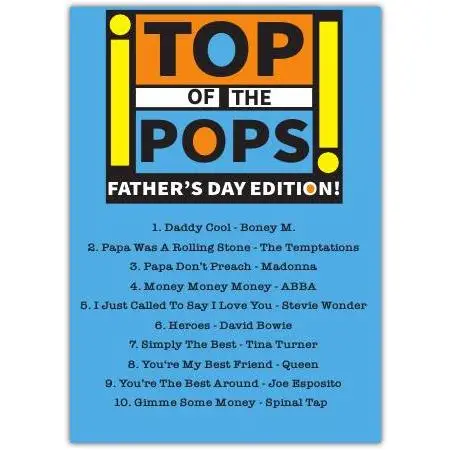 Fathers Day Top of the Pops Retro Music Hits Greeting Card