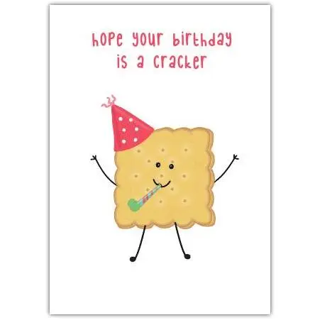 Hope Your Birthday Is a Cracker Cute Biscuit Birthday Card in Pink Hat